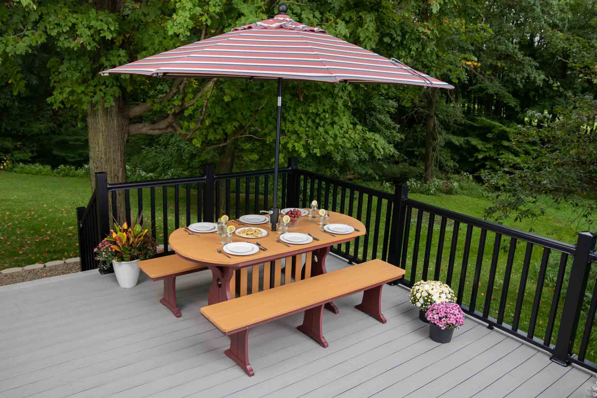 3Piece Oval Picnic Table Dining Set Sunset Furniture Outdoor Patio